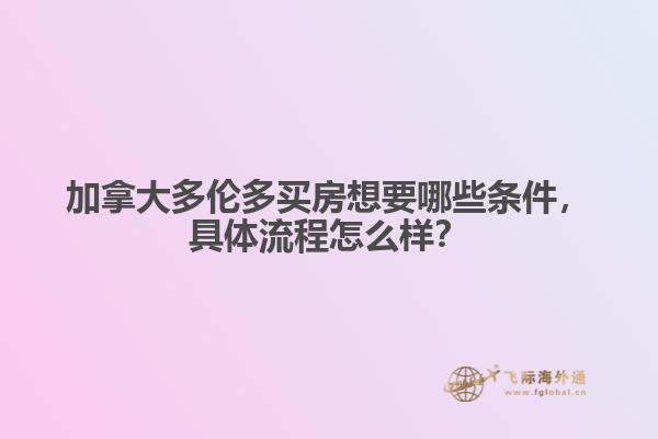 加拿大多倫多買房想要哪些條件，具體流程怎么樣？