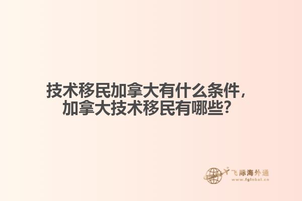 技術(shù)移民加拿大有什么條件，加拿大技術(shù)移民有哪些？