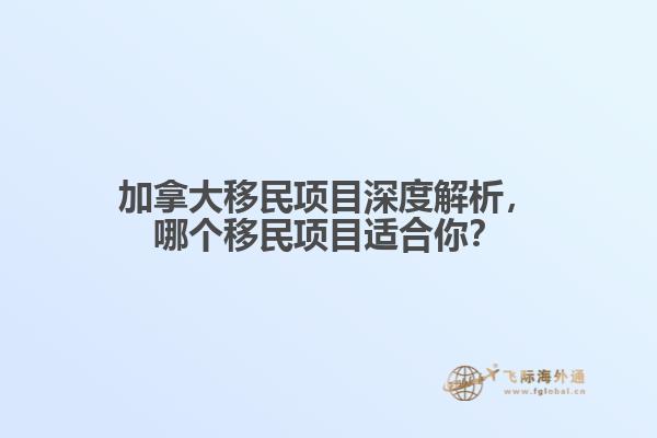 加拿大移民項目深度解析，哪個移民項目適合你？