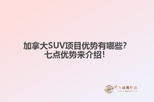 加拿大SUV項目優(yōu)勢有哪些？七點優(yōu)勢來介紹！