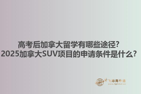 高考后加拿大留學(xué)有哪些途徑？2025加拿大SUV項(xiàng)目的申請(qǐng)條件是什么？1.jpg