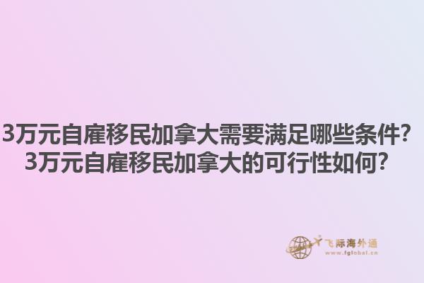 3萬元自雇移民加拿大需要滿足哪些條件？3萬元自雇移民加拿大的可行性如何？1.jpg