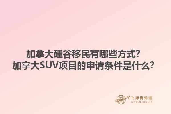 加拿大硅谷移民有哪些方式？加拿大SUV項目的申請條件是什么？1.jpg