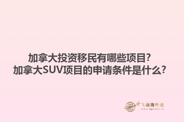 加拿大投資移民有哪些項(xiàng)目？加拿大SUV項(xiàng)目的申請(qǐng)條件是什么？