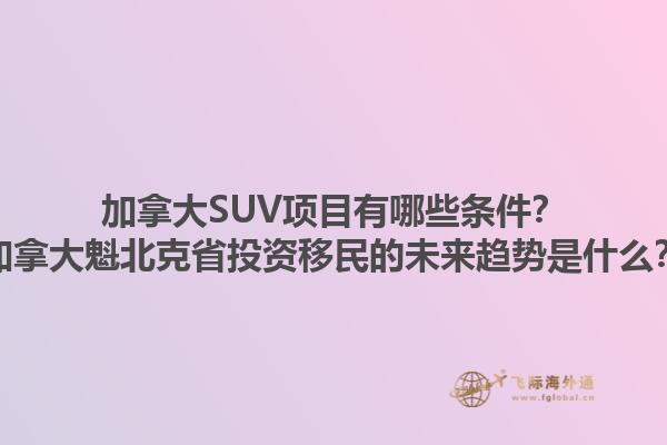 加拿大SUV項目有哪些條件？加拿大魁北克省投資移民的未來趨勢是什么？