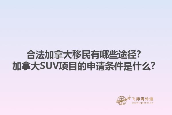 合法加拿大移民有哪些途徑？加拿大SUV項(xiàng)目的申請(qǐng)條件是什么？