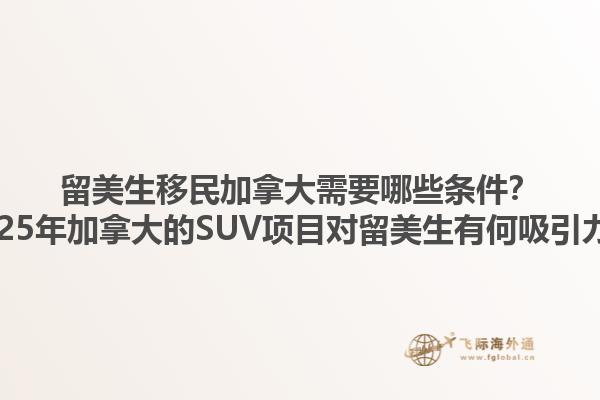 留美生移民加拿大需要哪些條件？2025年加拿大的SUV項目對留美生有何吸引力？