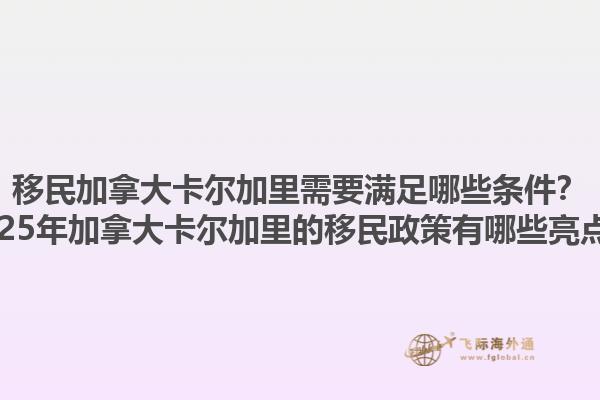 移民加拿大卡爾加里需要滿足哪些條件？2025年加拿大卡爾加里的移民政策有哪些亮點？
