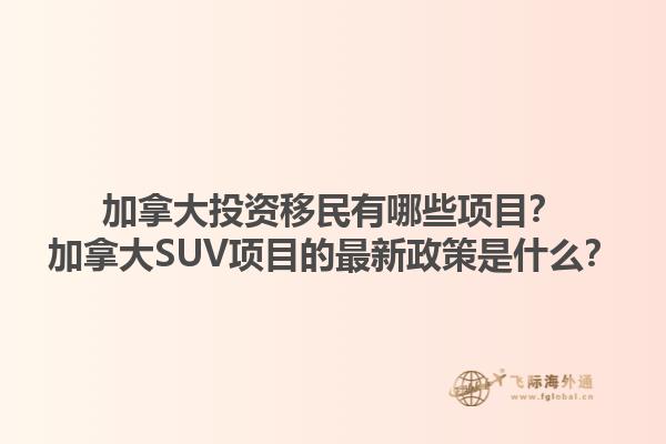 加拿大投資移民有哪些項目？加拿大SUV項目的最新政策是什么？