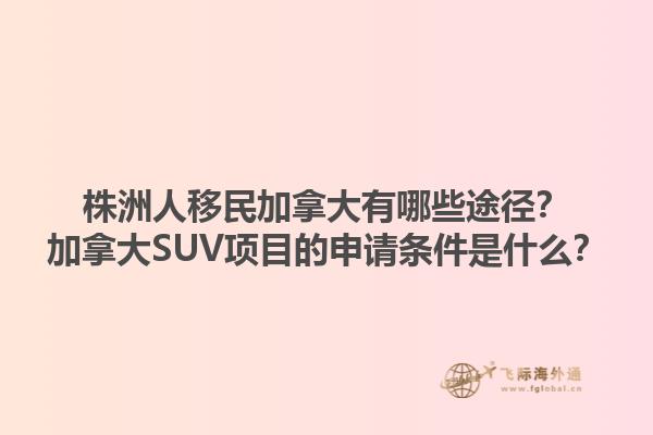 株洲人移民加拿大有哪些途徑？加拿大SUV項目的申請條件是什么？