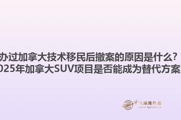 辦過(guò)加拿大技術(shù)移民后撤案的原因是什么？2025年加拿大SUV項(xiàng)目是否能成為替代方案？