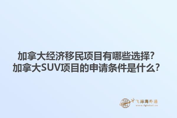 加拿大經(jīng)濟(jì)移民項目有哪些選擇？加拿大SUV項目的申請條件是什么？