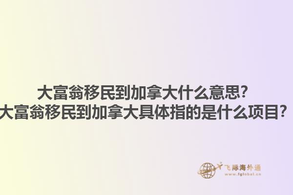 大富翁移民到加拿大什么意思？大富翁移民到加拿大具體指的是什么項(xiàng)目？1.jpg