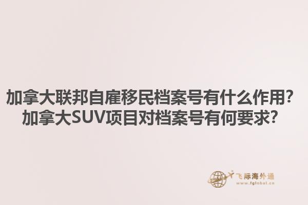 加拿大聯(lián)邦自雇移民檔案號(hào)有什么作用？加拿大SUV項(xiàng)目對(duì)檔案號(hào)有何要求？1.jpg